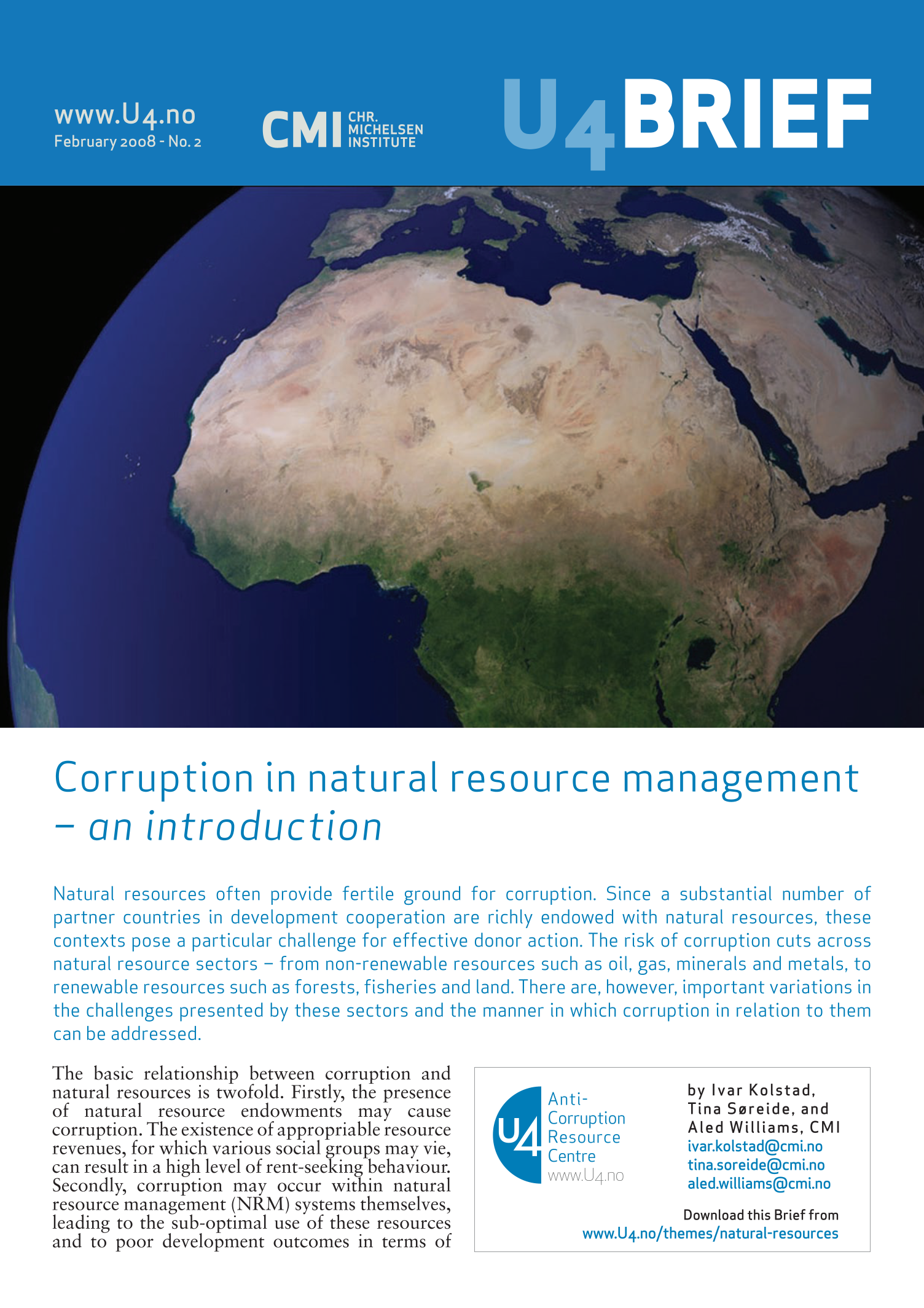 Corruption in Natural Resource Management - An Introduction