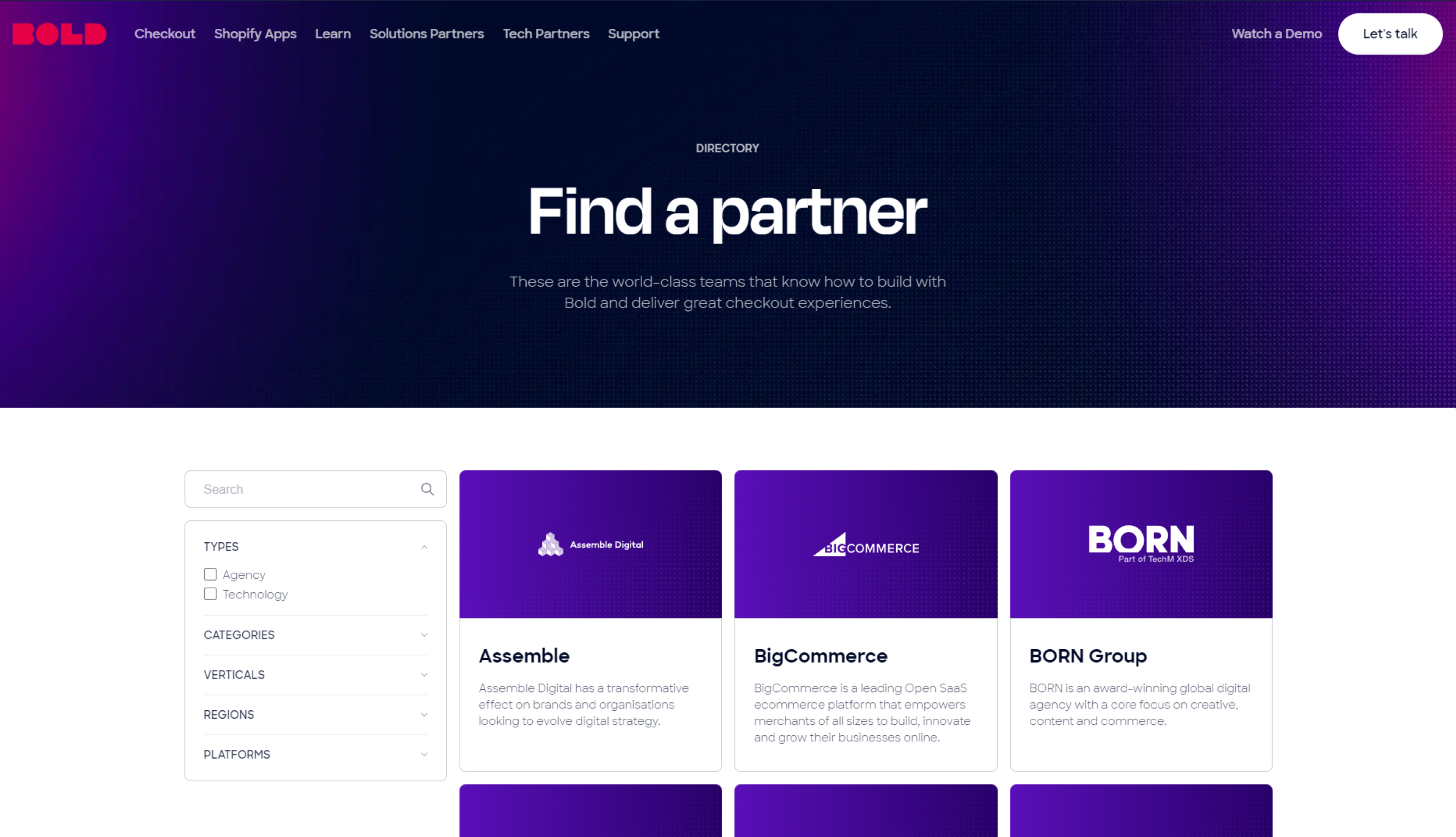 Bold Commerce's partner directory