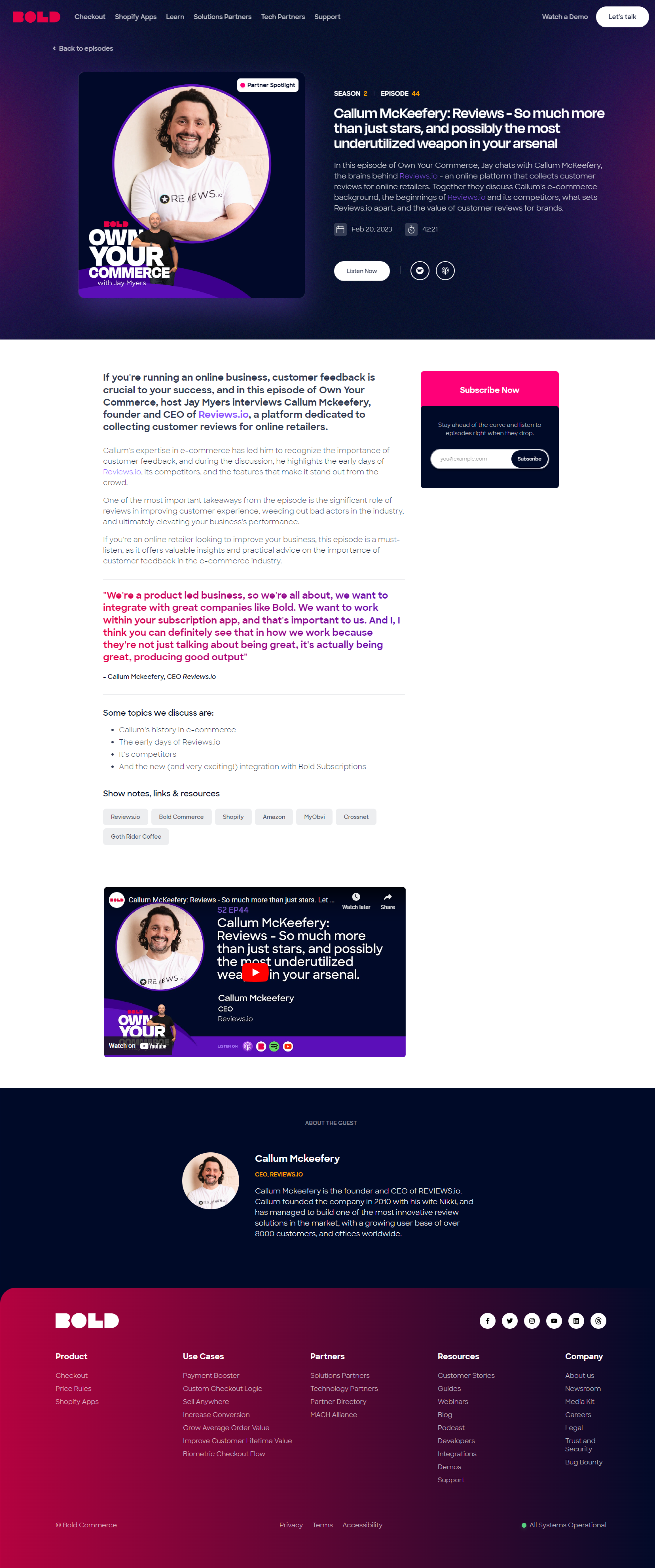 Whole page screenshot of the episode page
