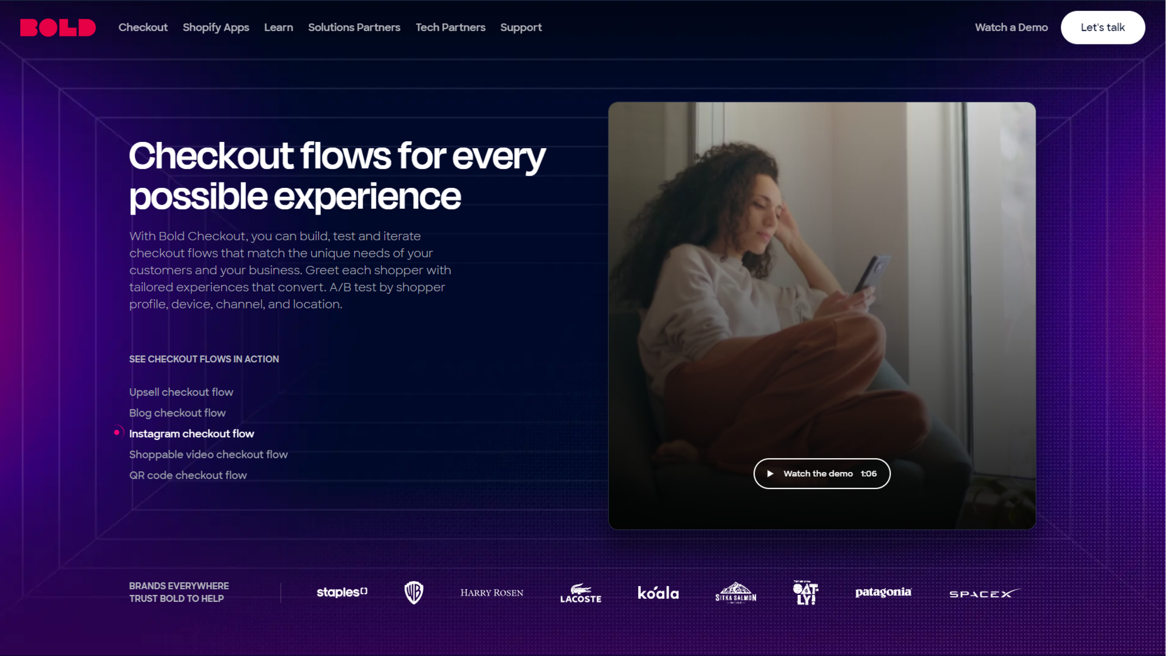 Bold Commerce's custom interface for displaying demo videos