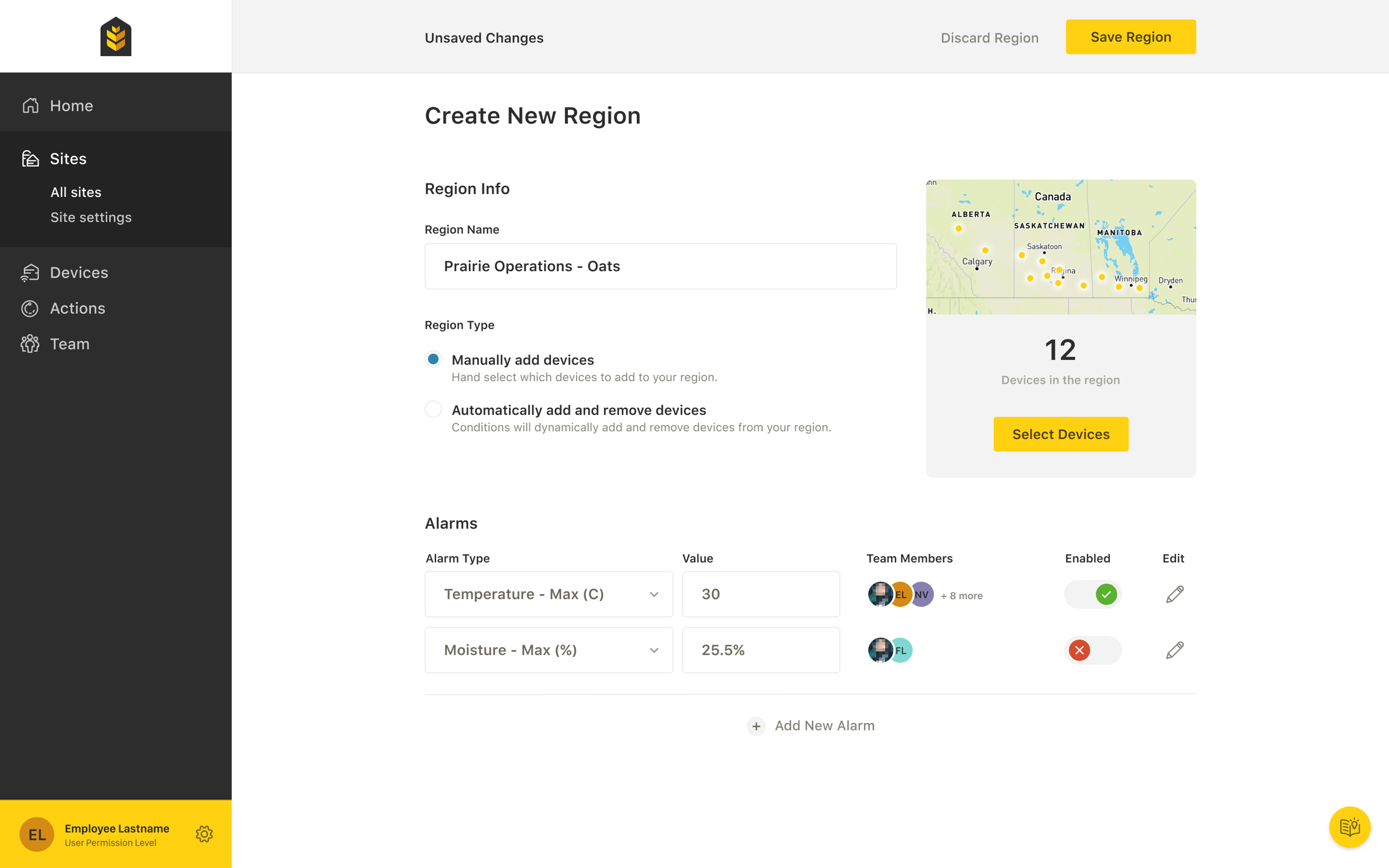 Create New Region - Filled