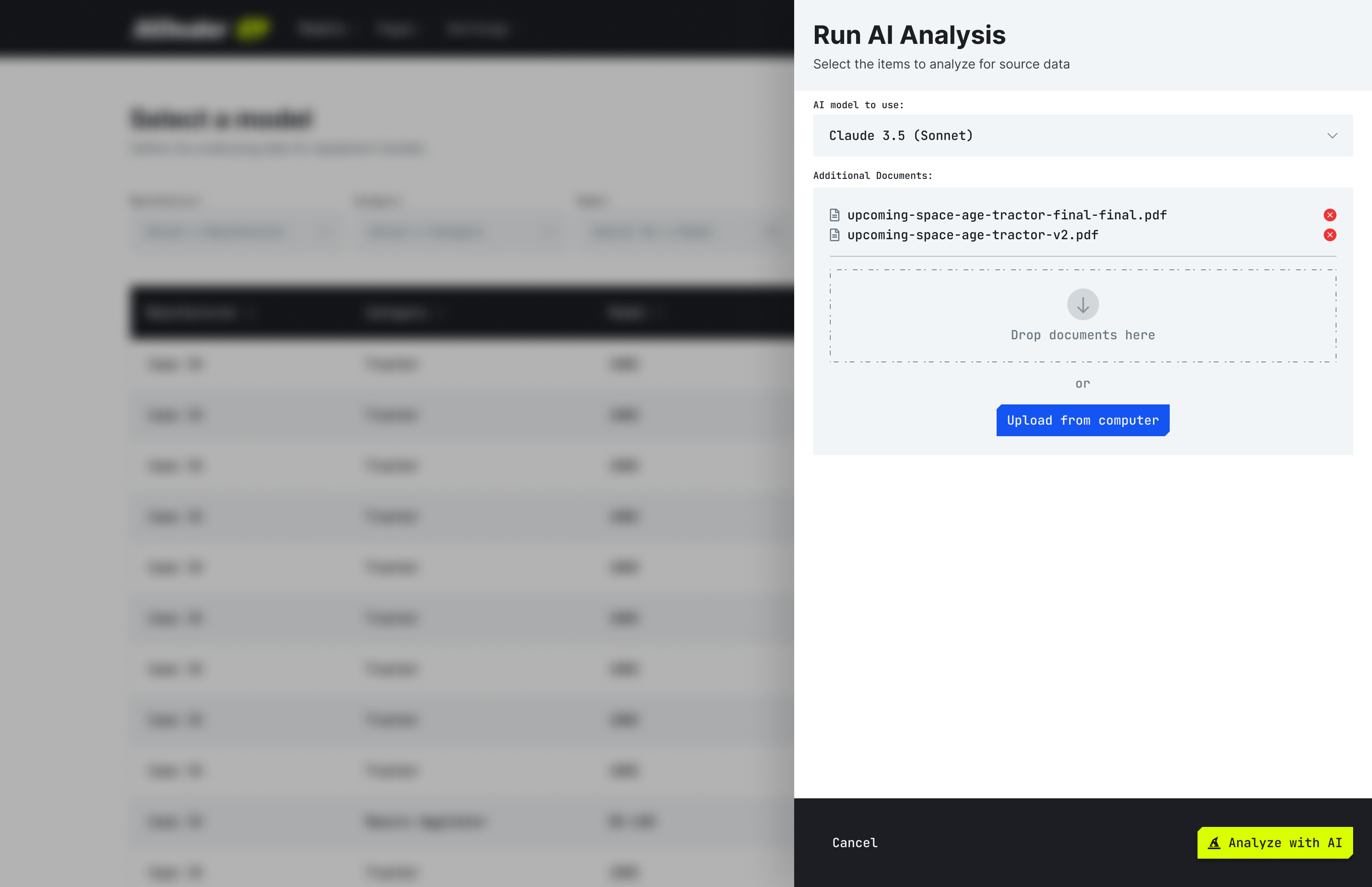 Screenshot of the run AI Analysis