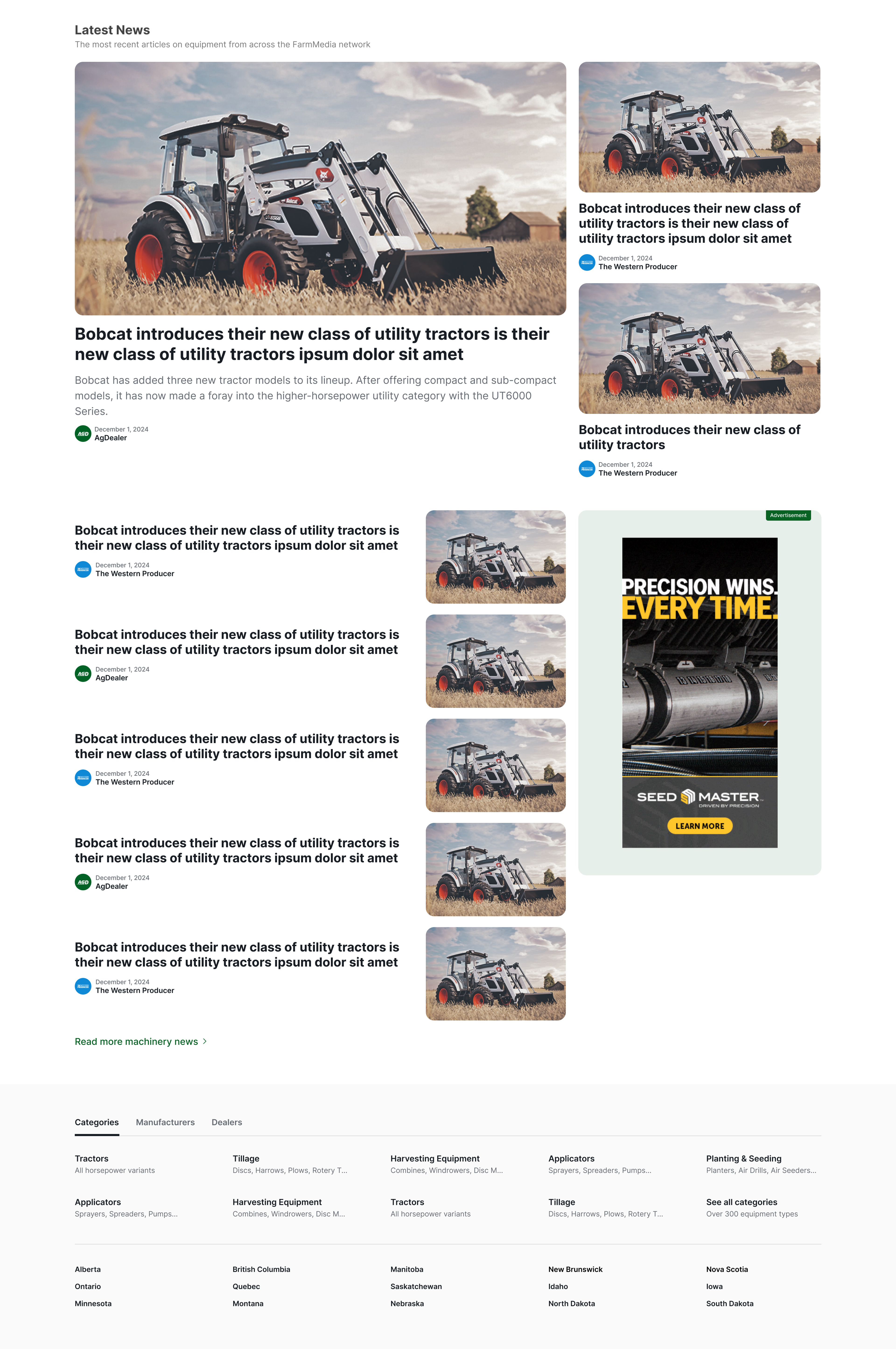 Screenshot of aggregated news items from across Glacier's properties