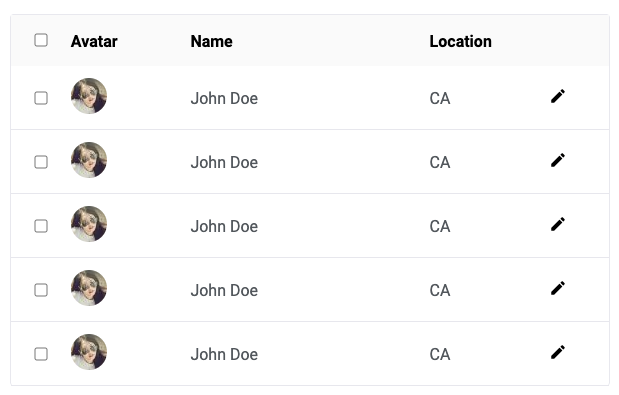 custom react table