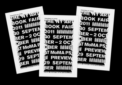 Three posters for "The NY Art Book Fair 2011" at MoMA PS1. Black text on white.