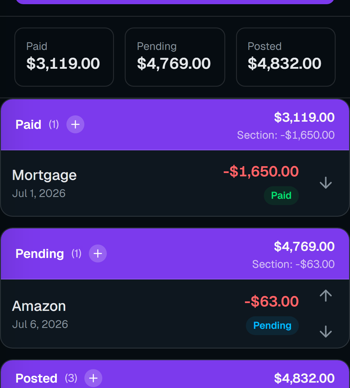 Log spending and mark it off