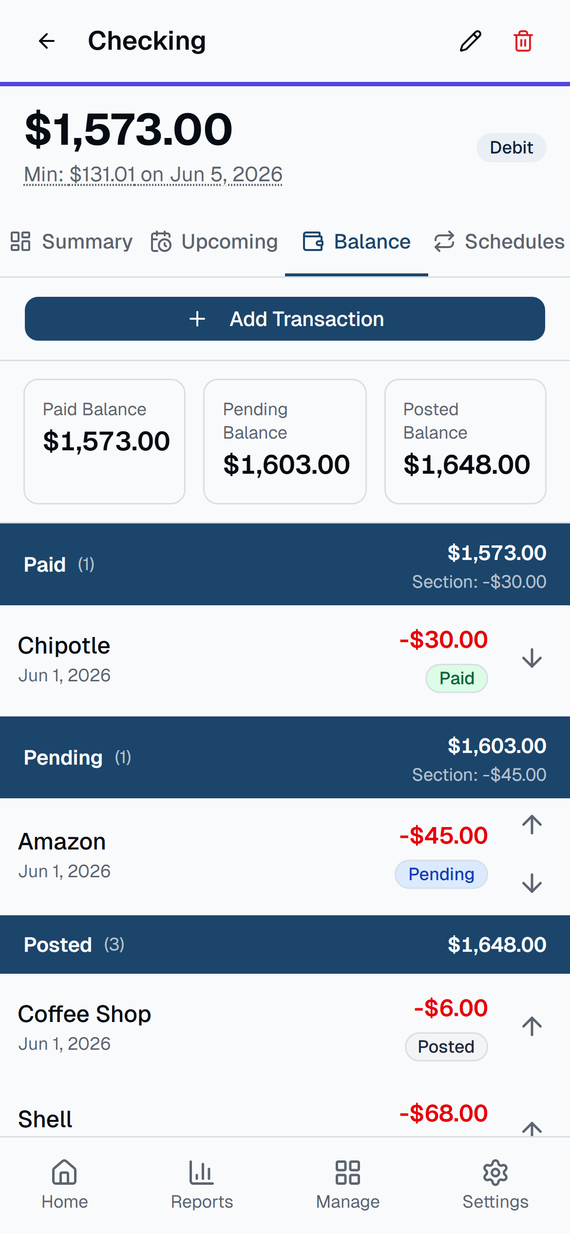 Log spending and mark it off