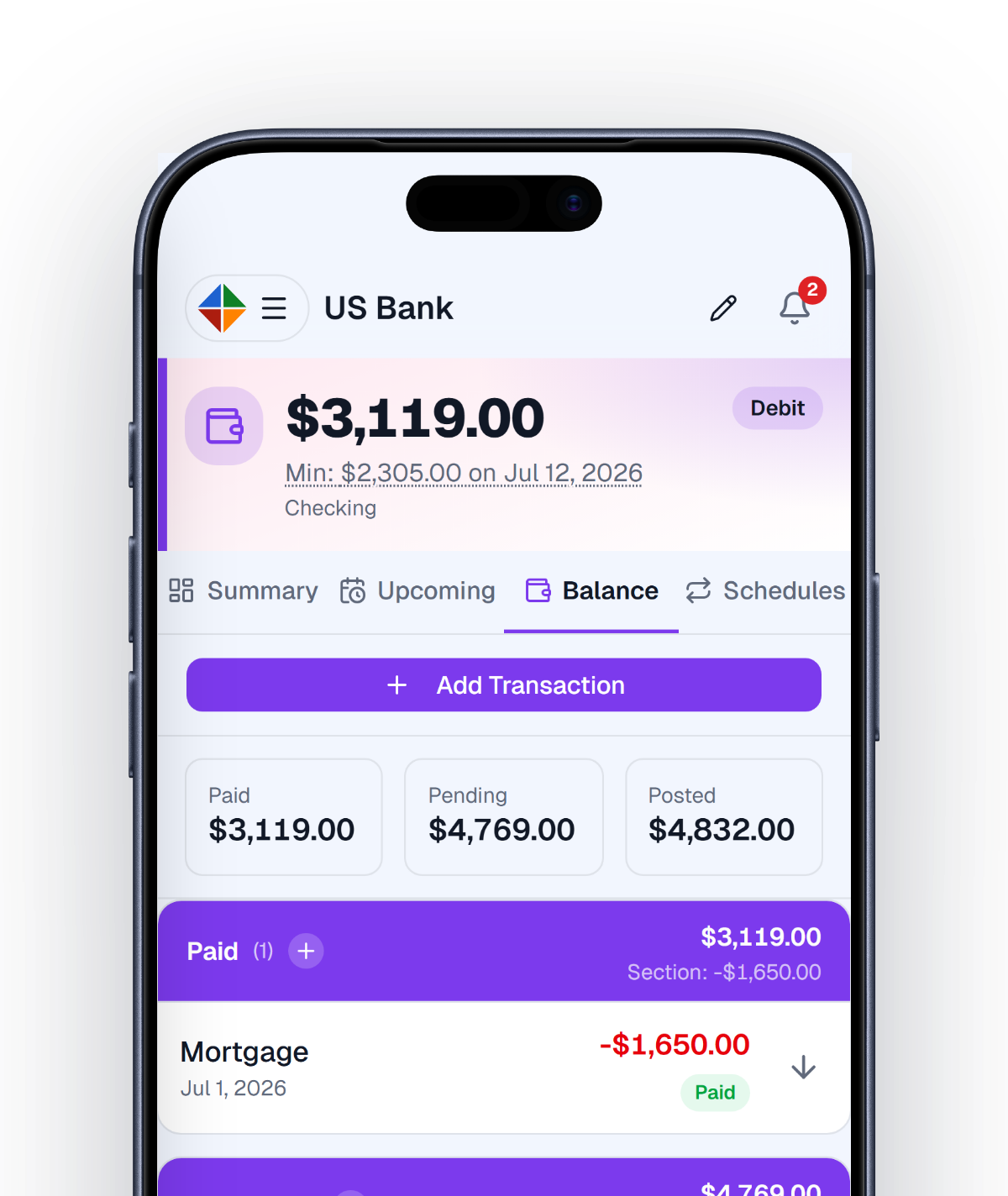 Paid, Pending & Posted Balances
