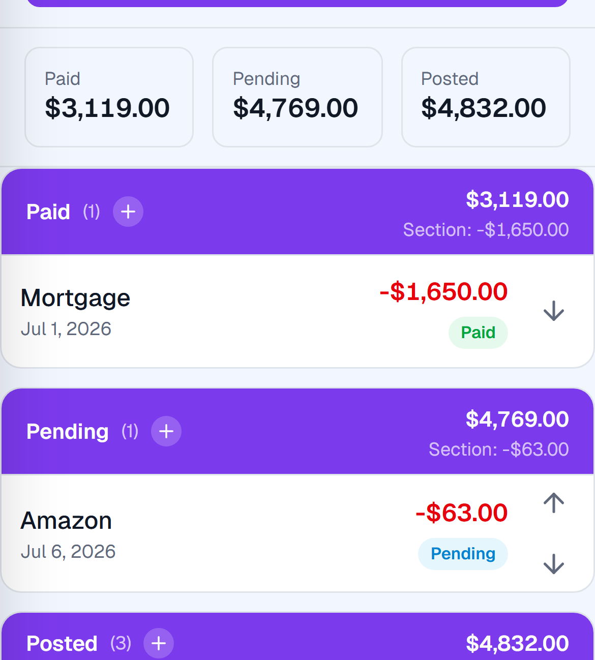 Log spending and mark it off