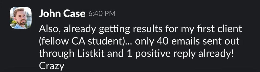 Slack screenshot from John Case: 1 positive / 40 sent