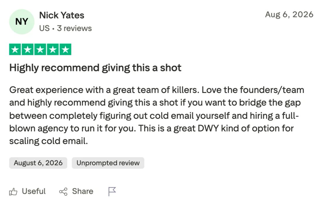 Trustpilot screenshot from Nick Yates: Highly recommend giving this a shot