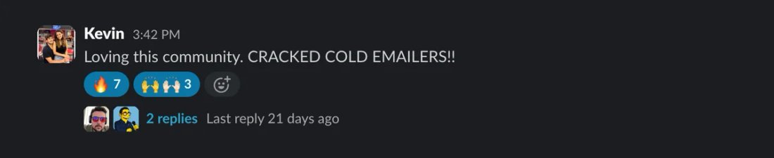 Slack screenshot from Kevin: community praise