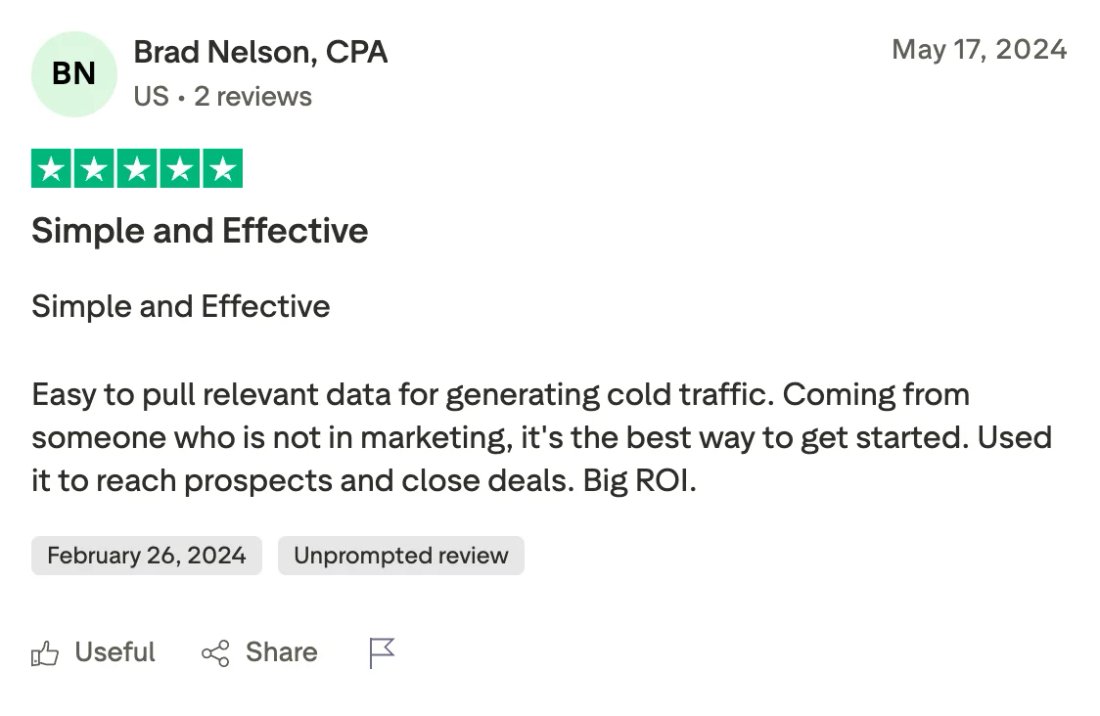 Trustpilot screenshot from Brad Nelson, CPA: Simple and Effective