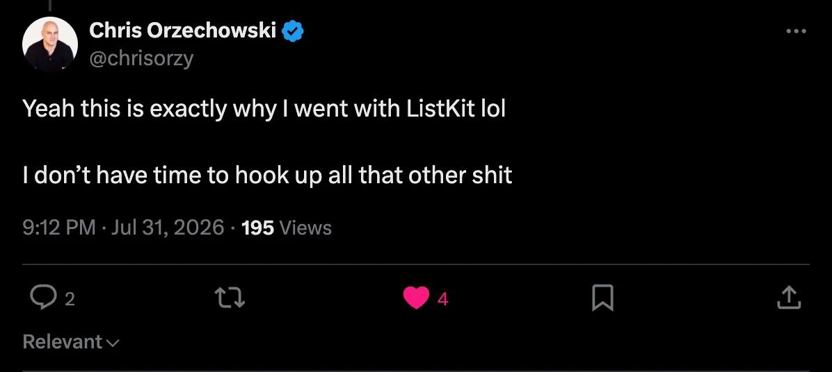 X screenshot from chrisorzy: this is exactly why I went with ListKit lol I don't have time to hook up all that other sh