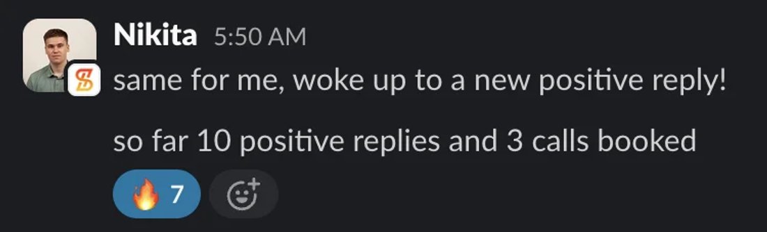 Slack screenshot from Nikita: 10 positive, 3 calls