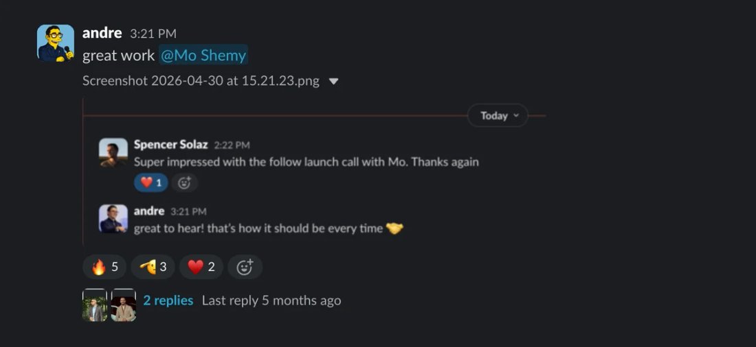 Slack screenshot from Spencer Solaz: launch call