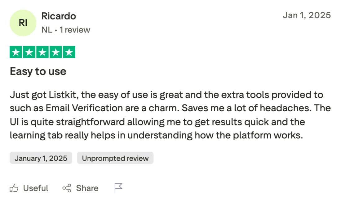 Trustpilot screenshot from Ricardo: Easy to use