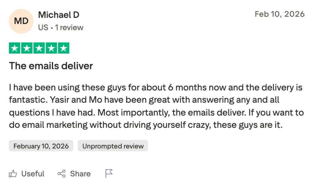 Trustpilot screenshot from Michael D: The emails deliver