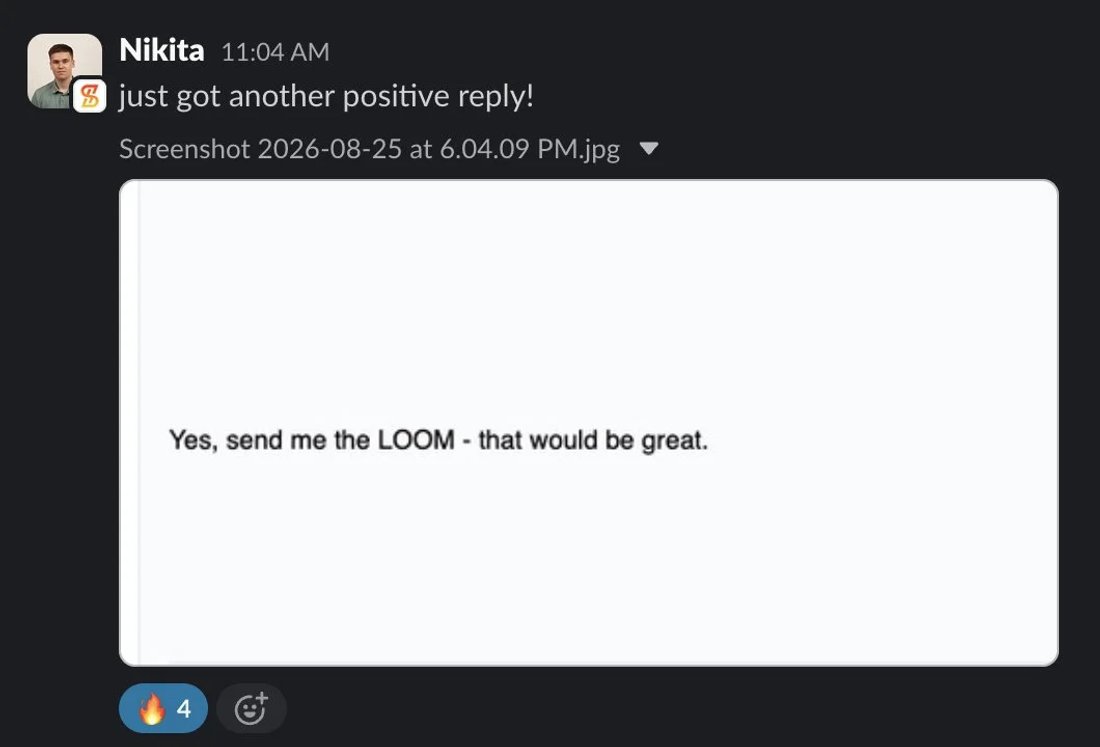 Slack screenshot from Nikita: +1 positive