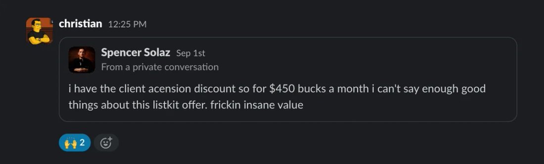 Slack screenshot from Spencer Solaz: "insane value" at $450/mo
