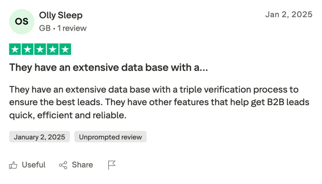 Trustpilot screenshot from Olly Sleep: They have an extensive data base with a…