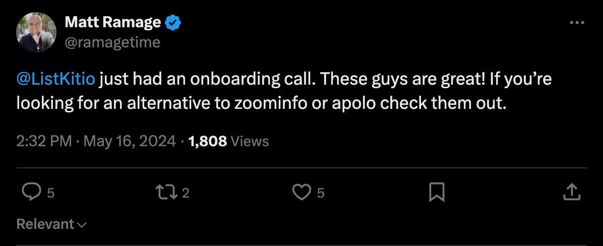 X screenshot from ramagetime: just had an onboarding call. These guys are great! If you're looking for an alternative to