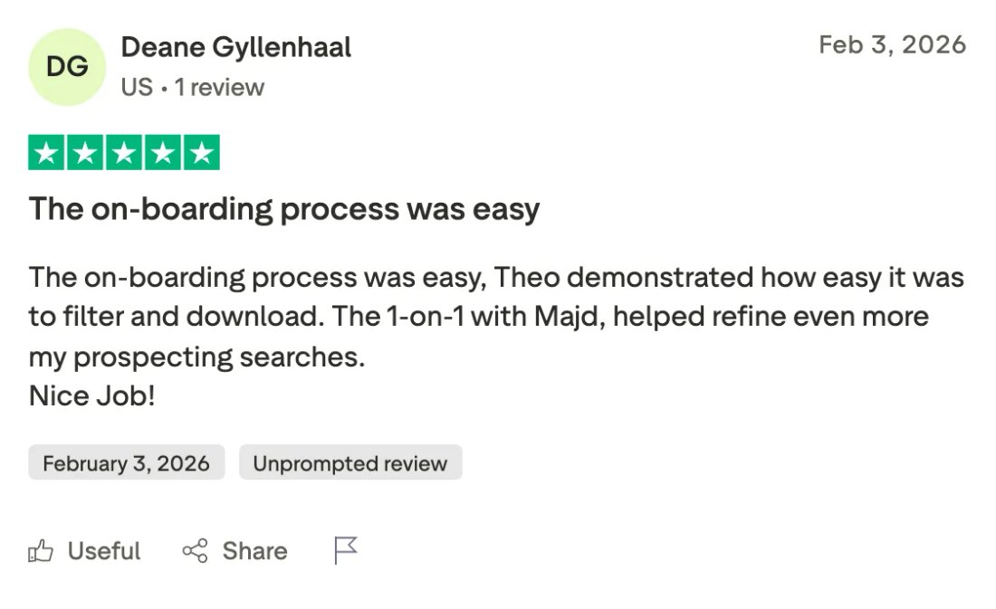 Trustpilot screenshot from Deane Gyllenhaal: The on-boarding process was easy