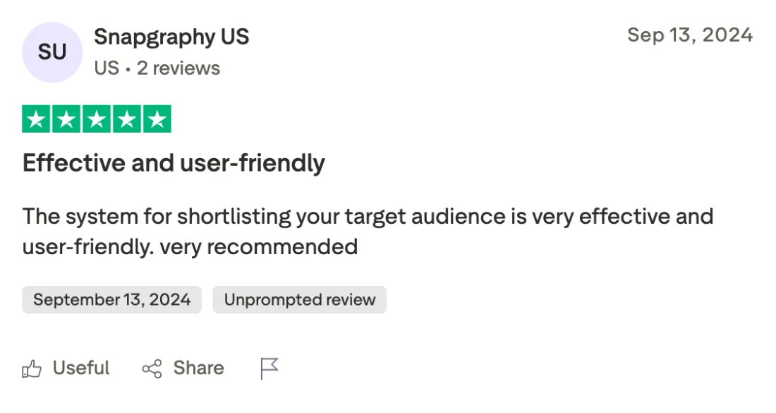 Trustpilot screenshot from Snapgraphy US: Effective and user-friendly