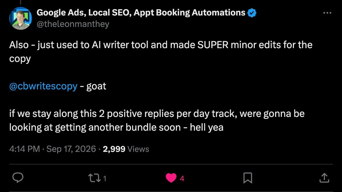 X screenshot from theleonmanthey: just used to AI writer tool and made SUPER minor edits... if we stay along this 2 positive