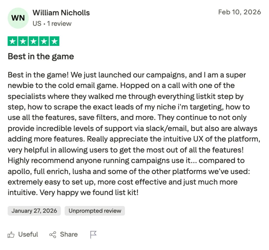 Trustpilot screenshot from William Nicholls: Best in the game