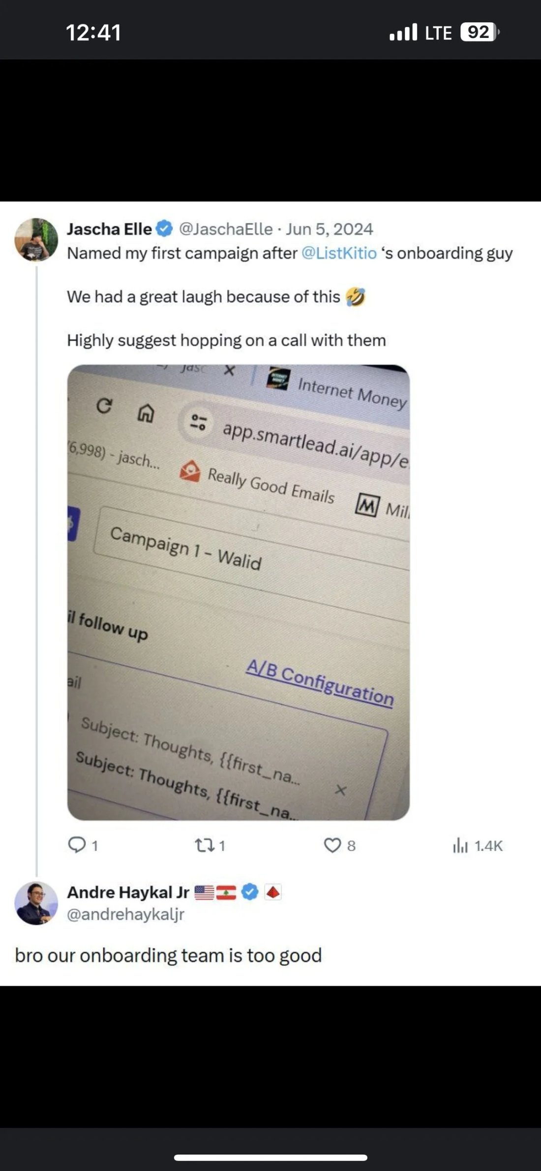 Slack screenshot from Jascha Elle: 2024 tweet re-shared