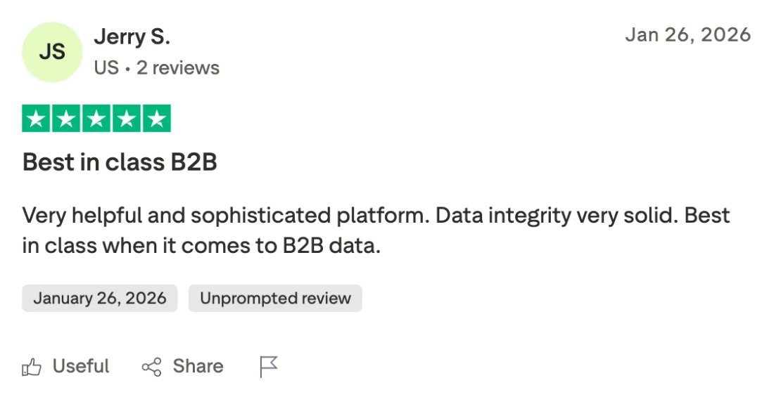 Trustpilot screenshot from Jerry S.: Best in class B2B