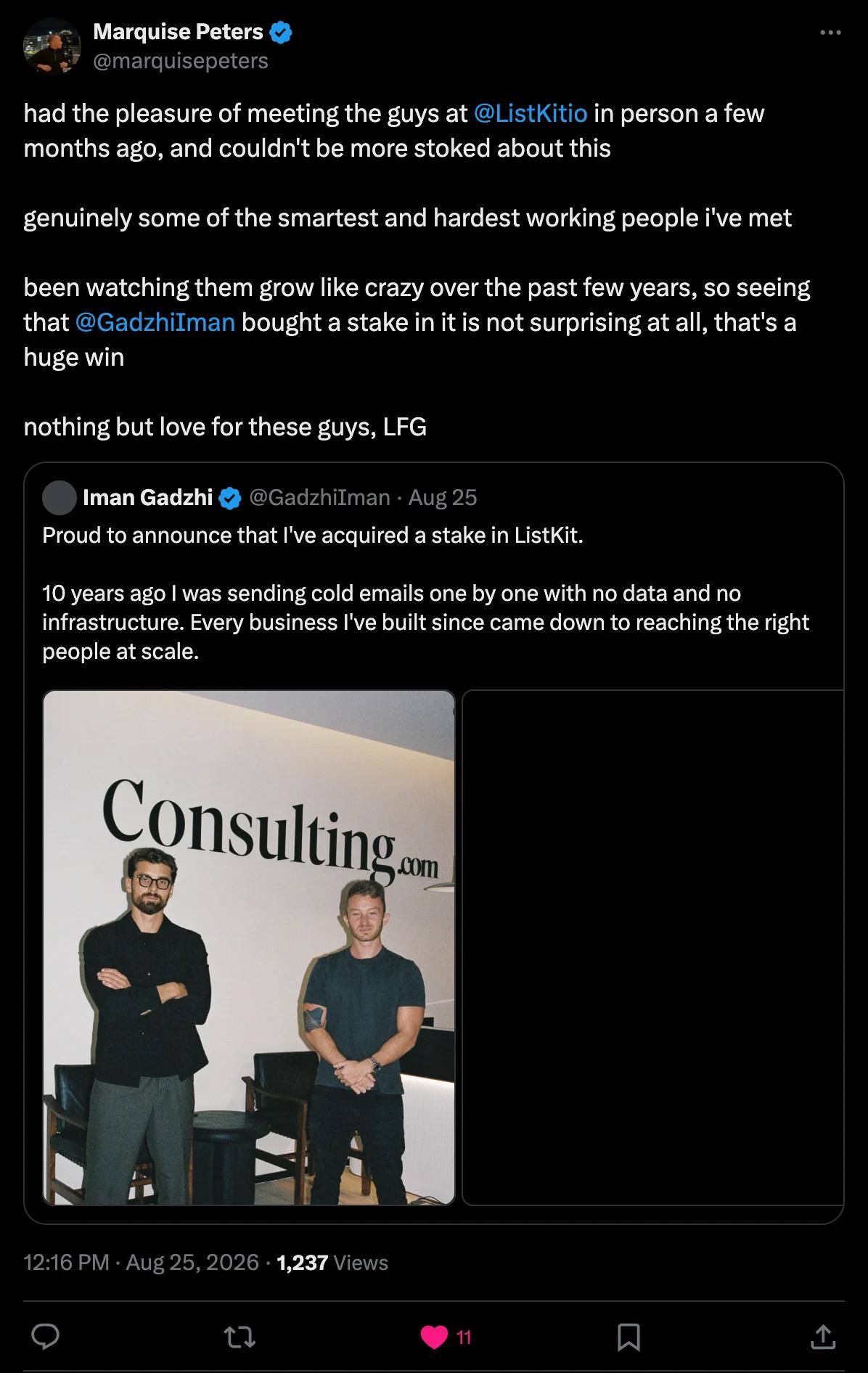 X screenshot from marquisepeters: genuinely some of the smartest and hardest working people i've met