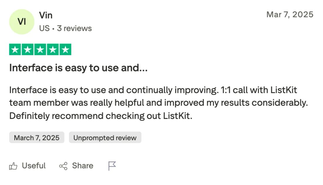 Trustpilot screenshot from Vin: Interface is easy to use and…