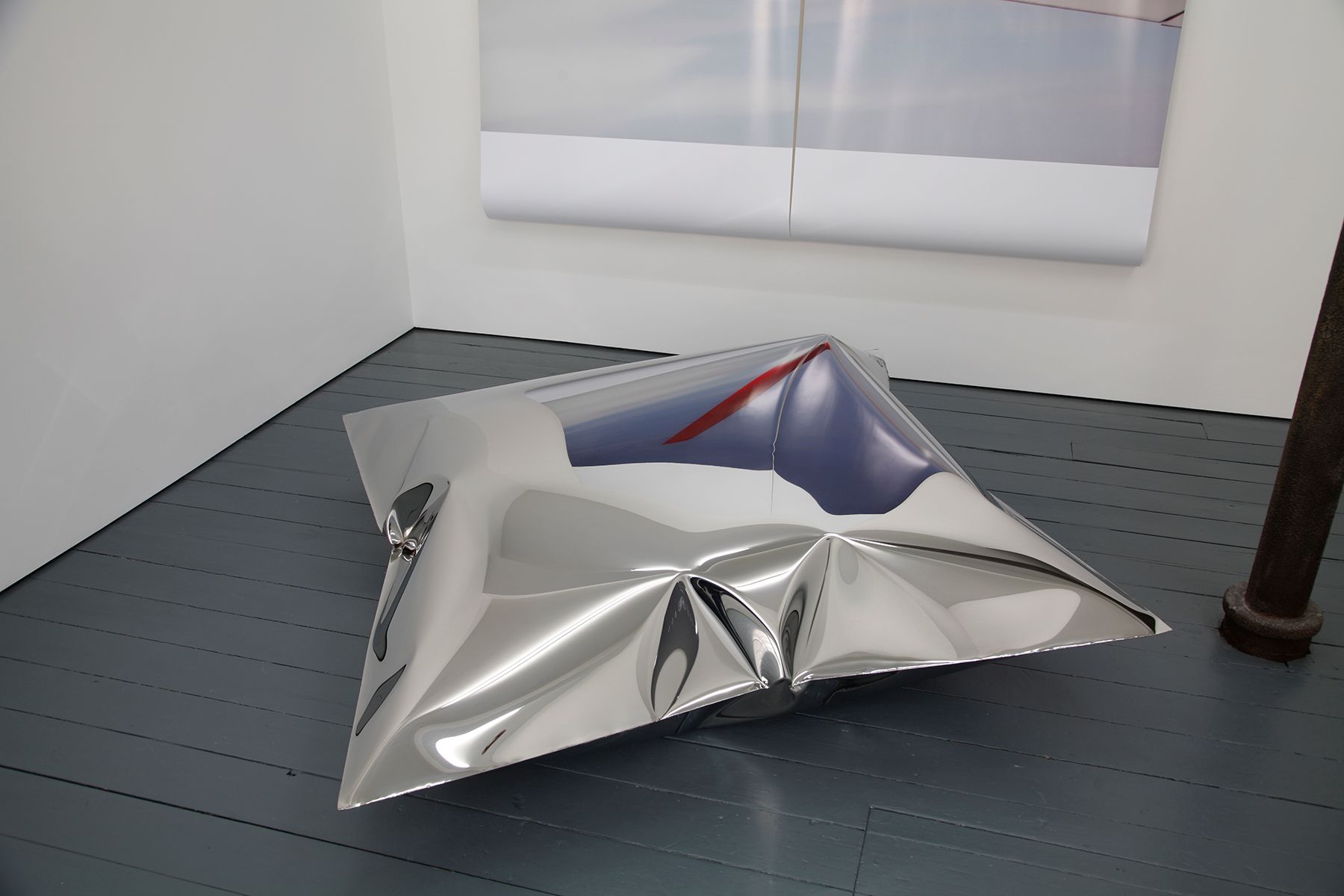 Installation view of inflated steel form, 2012