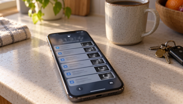 A phone lock screen filled with a stack of motion notifications from a security camera app