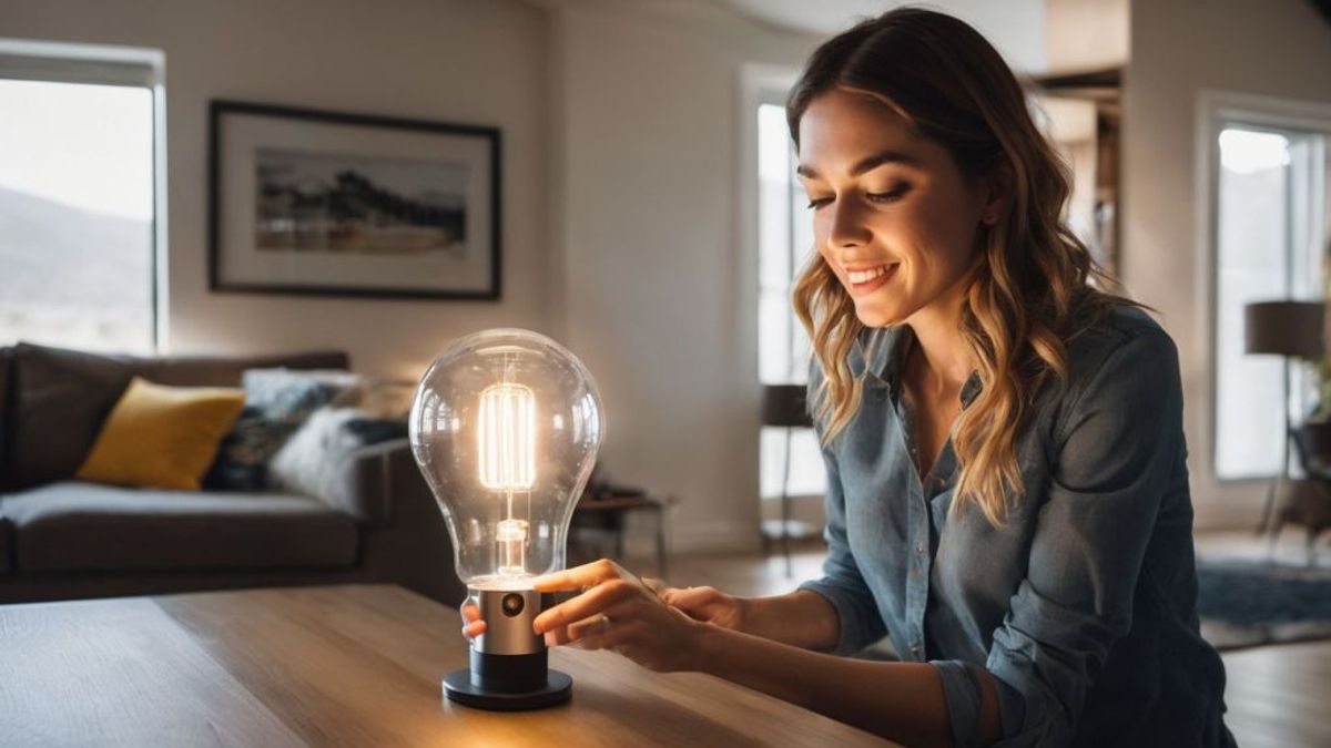 A woman with a light bulb.