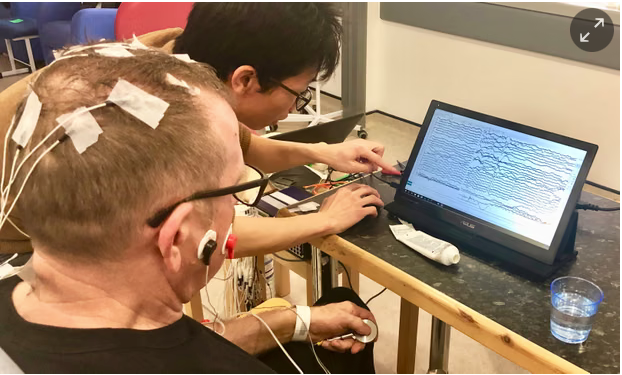 DBS patient with EEG in research study