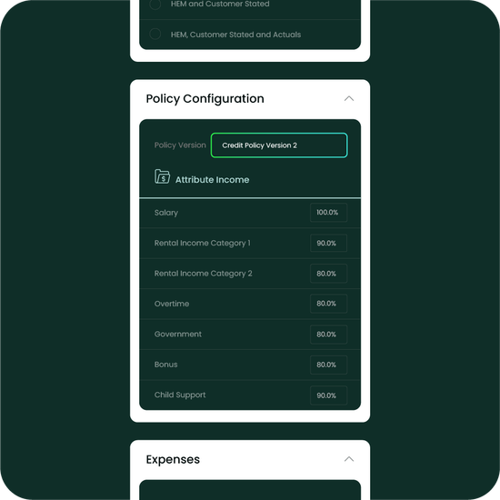 Xapii credit policy configuration