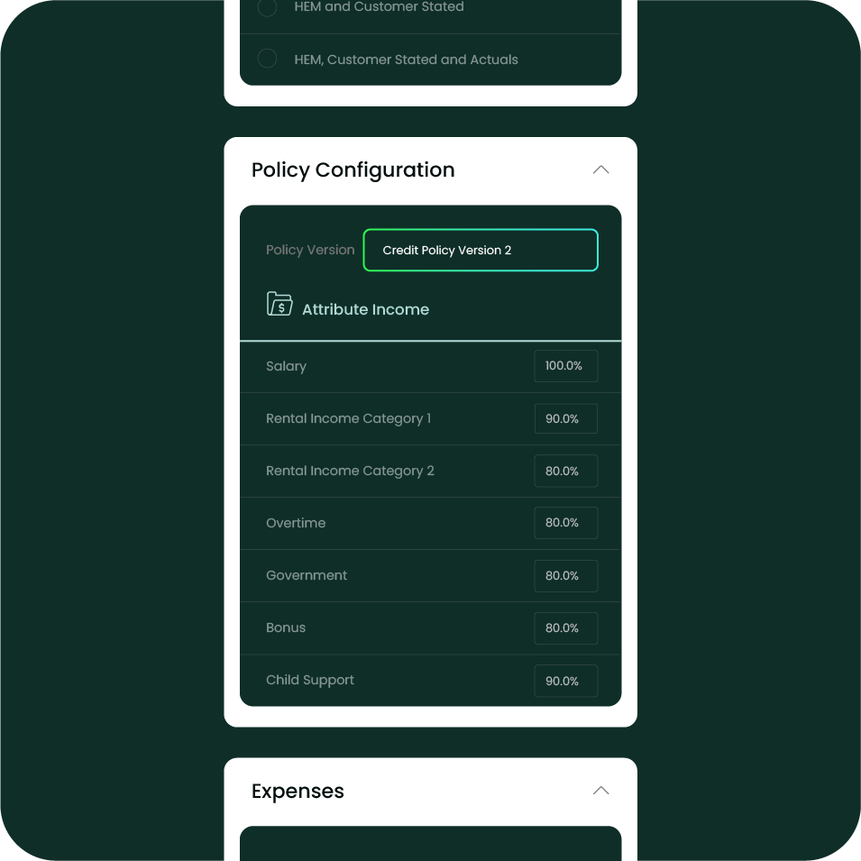 Xapii credit policy configuration