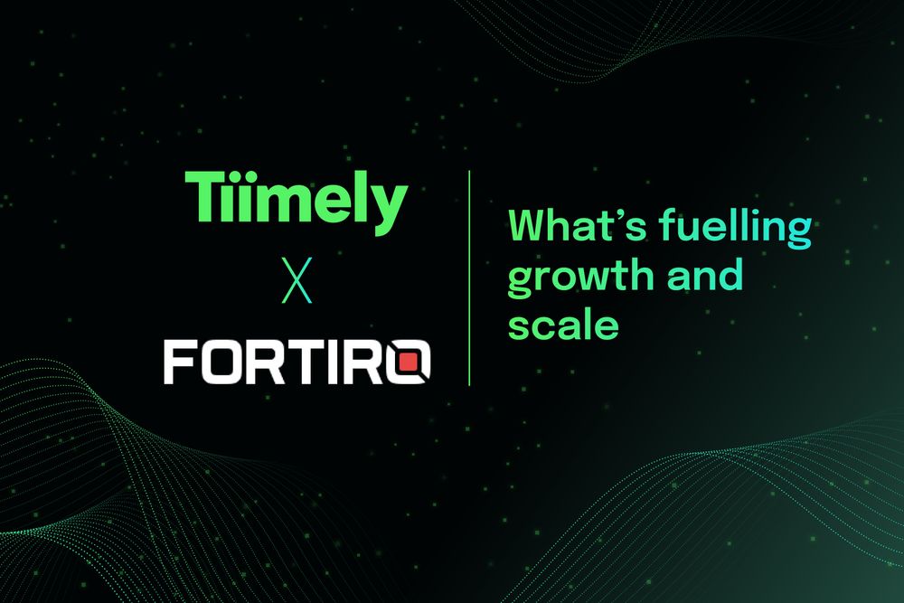 Tiimely and Fortiro logos on designed background