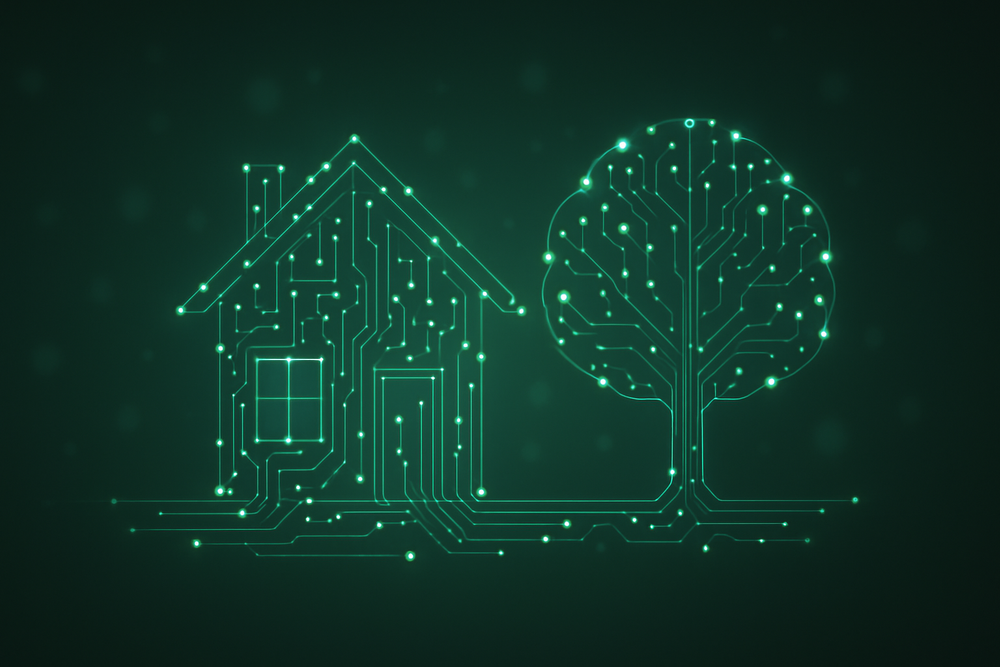 A simple house and tree illustrated from connected data points