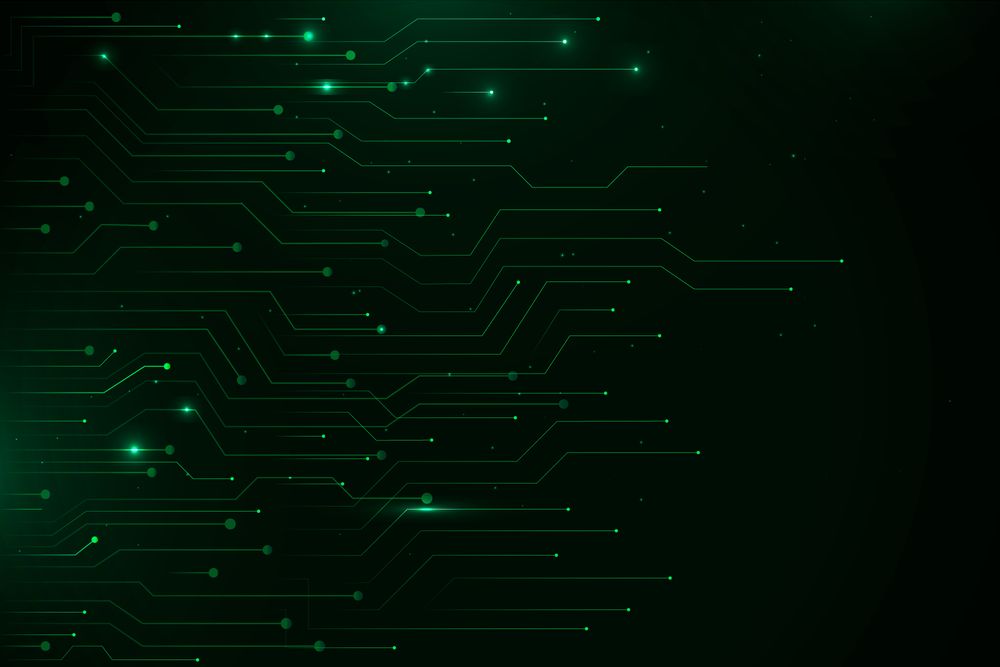 Tech lines travelling across a black background