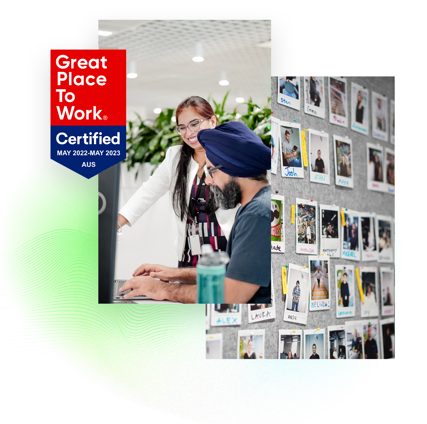 Tocker team and the Great Place to Work badge