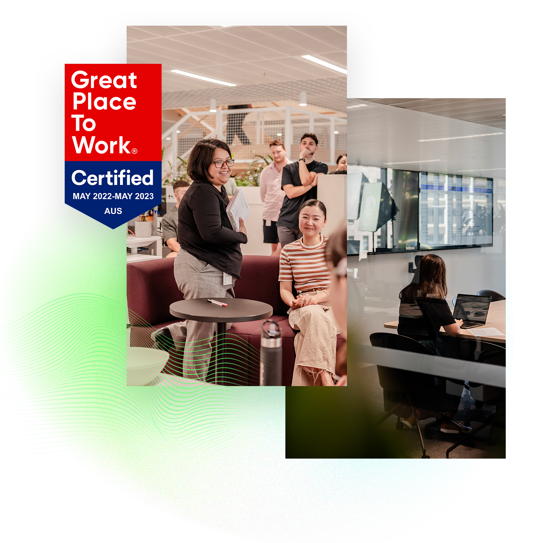 Tocker team and the Great Place to Work badge