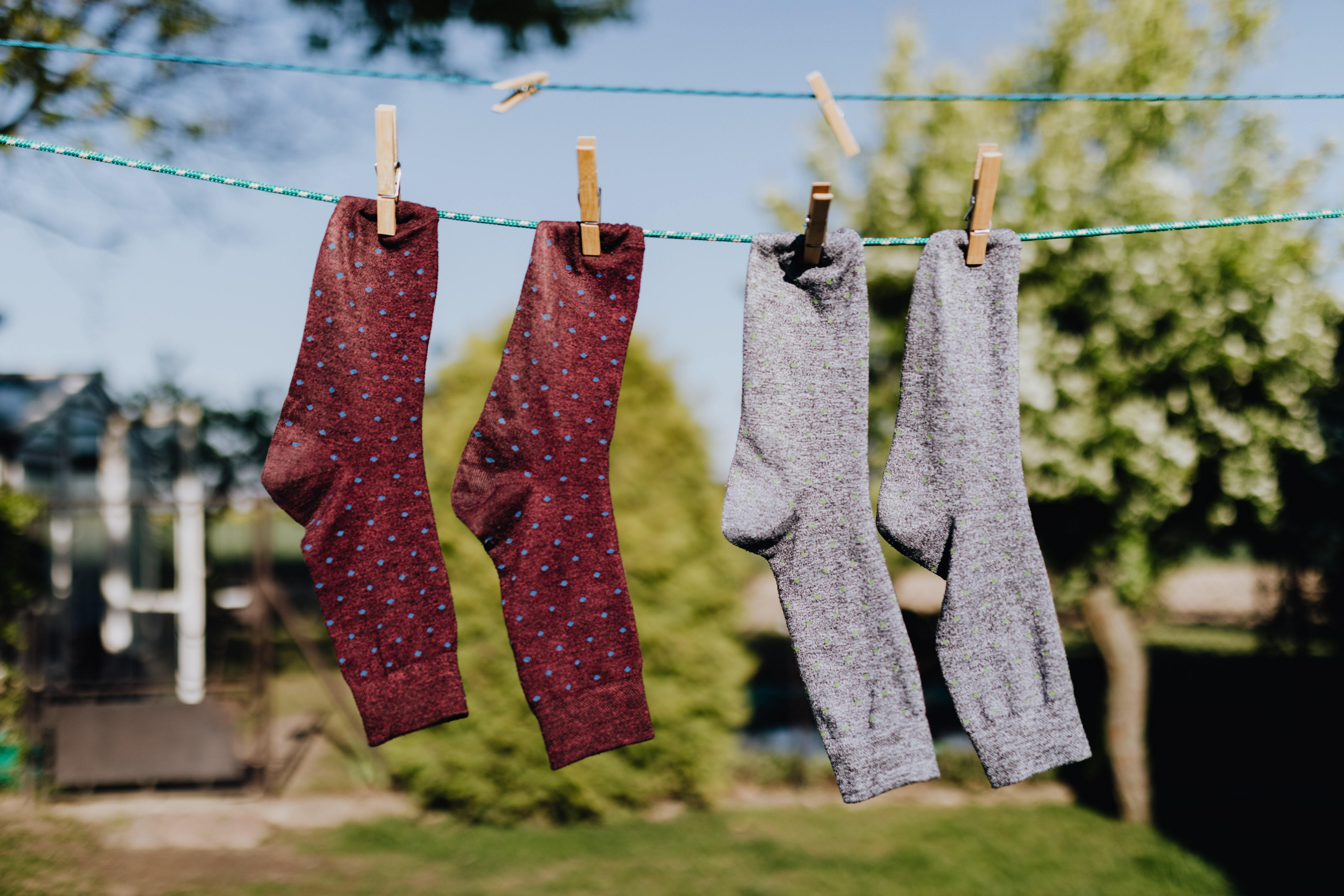 Socks on a clothes line