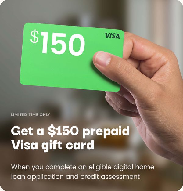 A hand holds a $150 visa prepaid gift card.
