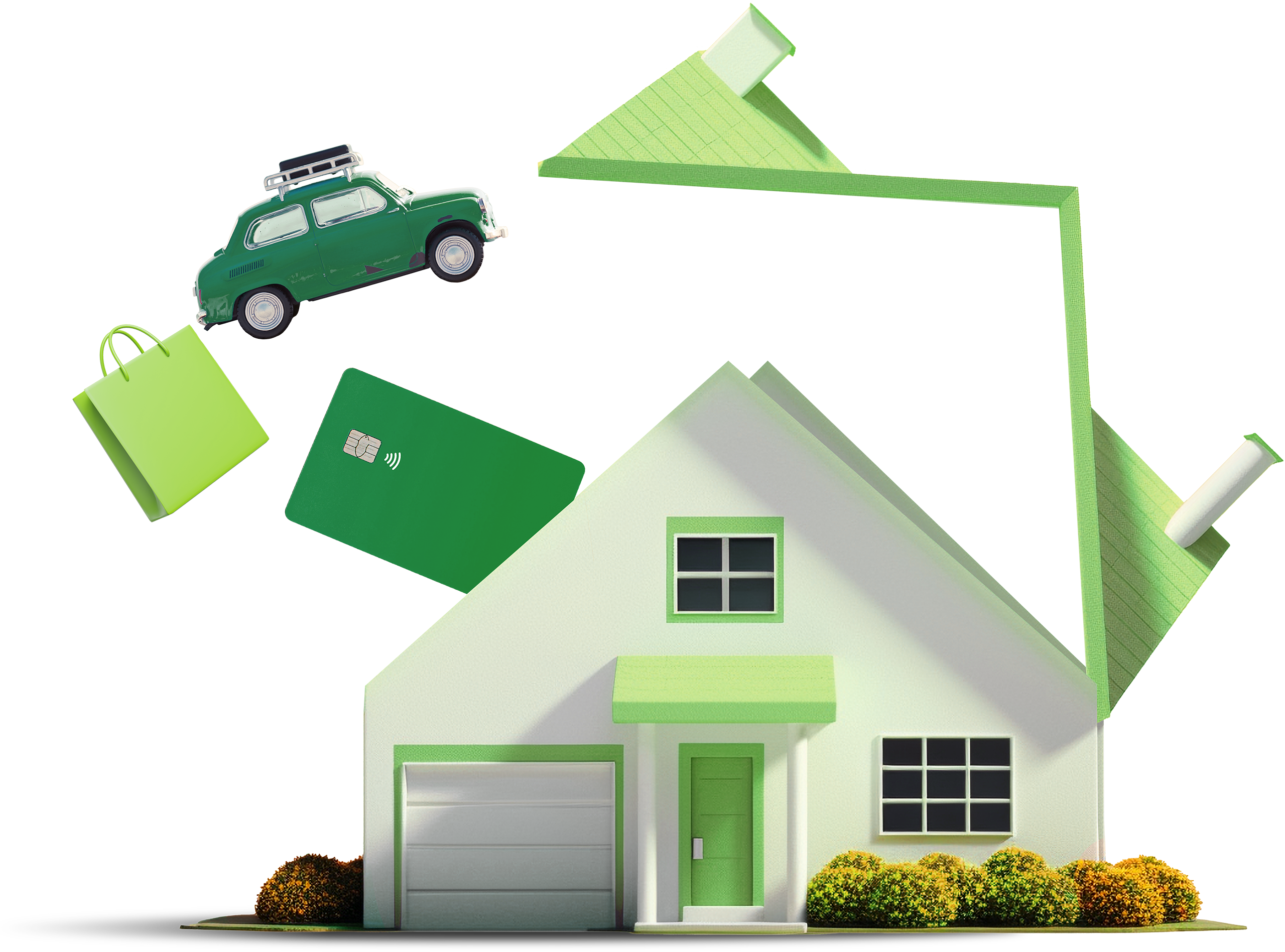 House with debt related items (car, shopping credit card)