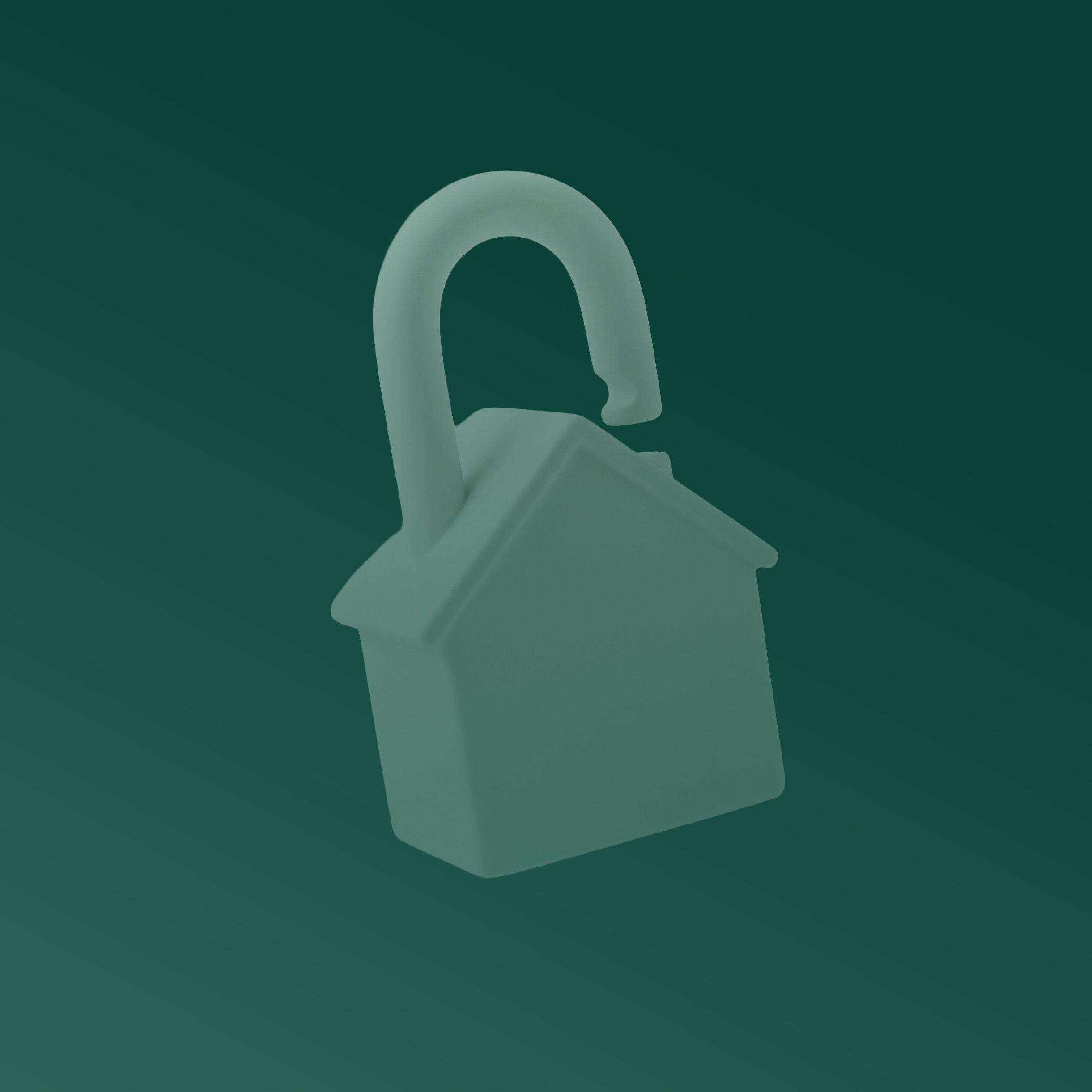 A lock in the shape of a house