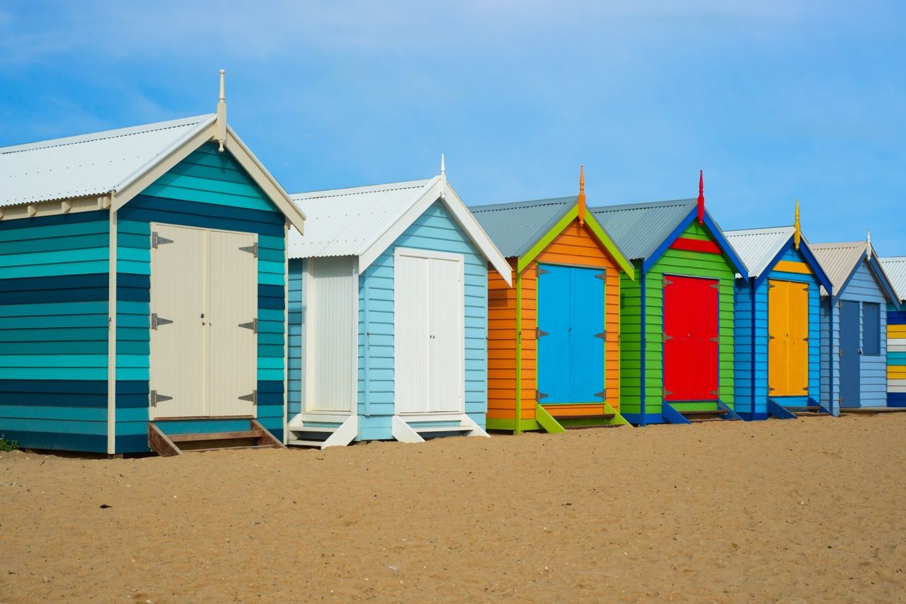A row of beach sheds